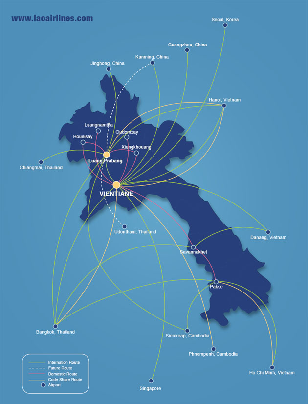 Lao Airlines 10:2013 Route Map