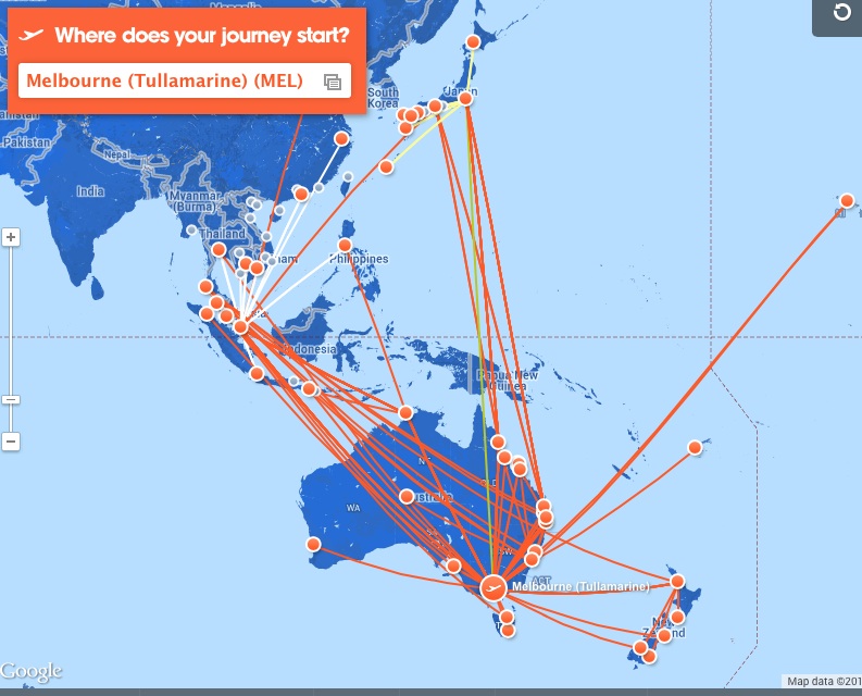 Jetstar 12.2013 MEL Route Map