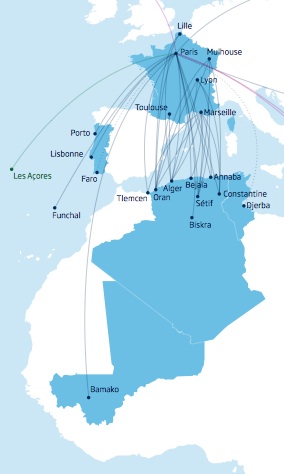Aigle Azur 3.2014 Route Map