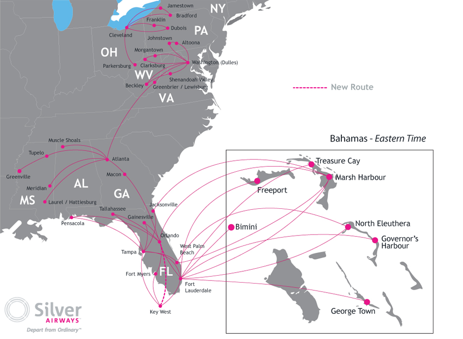 Silver Airways 5.2014 Route Map
