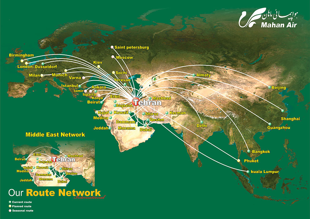 Mahan Air 3.2015 Route Map