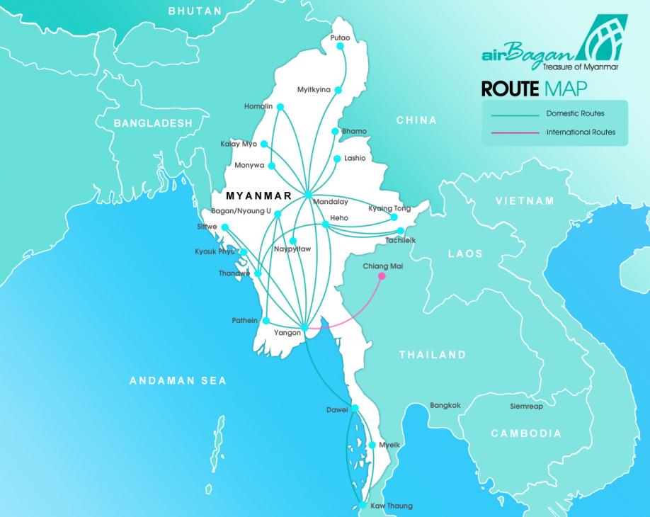 Air Bagan 8.2015 Route Map