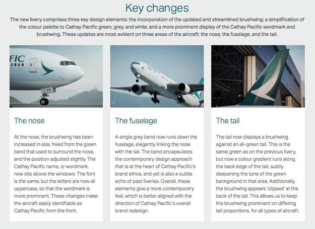 Cathay Pacific 2015 Livery Key Changes